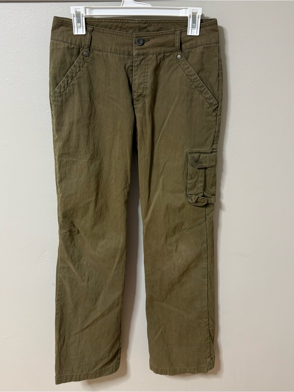 REI UPF 50+ Mid Rise Cargo Pockets Hiking Utility Pants Olive Green Brown Size 4